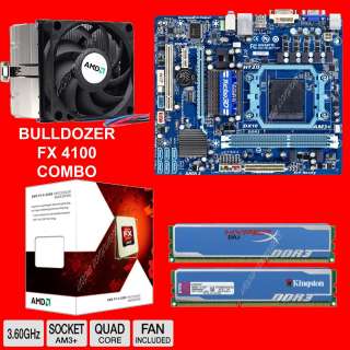 NEW COMBO! AMD FX 4100 3.6 GHz Quad Core+Gigabyte GA 78LMT S2 MOBO+8GB 