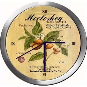  MCCLOSKEY 14 Inch Coffee Metal Clock Quartz Movement 