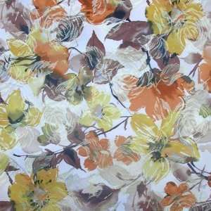  54 Wide Designer Printed Brocade Floral Amber Fabric By 