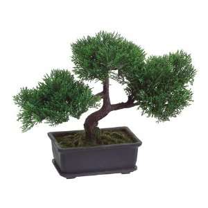Faux 9 Cedar Bonsai w/113 Lvs. in Rectangular Brown Pot Green (Pack of 