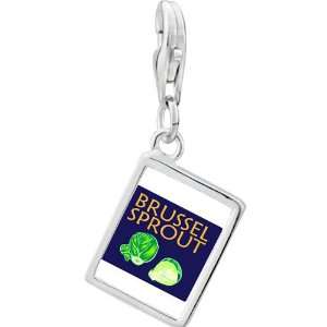 Pugster 925 Sterling Silver Brussels Sprouts Photo Rectangle Frame 