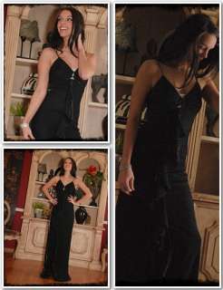 Empire Jet Black Silver Metallic Party Evening Gown  