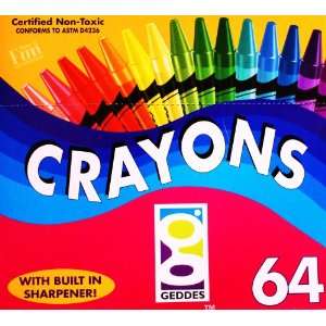   Colors Crayons Big 64 Crayon Box with Built in Sharpener Toys & Games