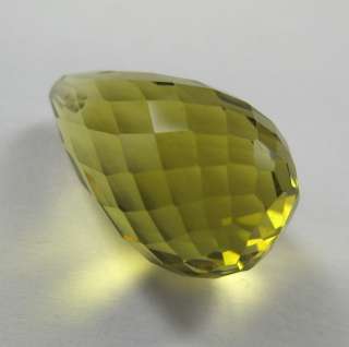 25.95 Carat Briolette Cut Natural Lemon Drop Quartz Gemstone 22x13mm 