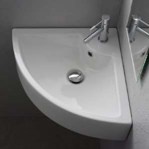 Scarabeo Supported or Wall Mounted Corner Ceramic Washbasin with 