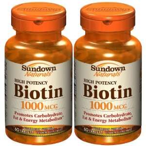  Sundown Naturals Biotin 1,000 mcg Tabs, 60 ct: Health 