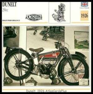 Bike Card 1926 Dunelt 250 Sturmey Archer hand shift 3sp  