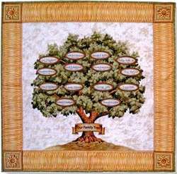 FAMILY TREE Quilt Panel Geneology Wall Hanging  