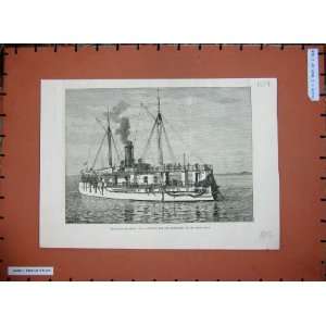  1882 Crisis Egypt H.M.S Hotspur Ship Suez Canal Art