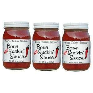 Bone Suckin BBQ Sauce Hot, 16 Ounce Jar (pack of 3)  