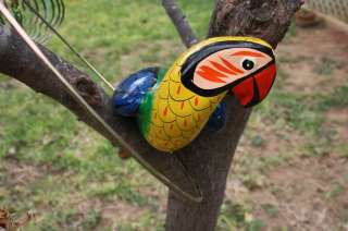 HANGING PARROT MEXICAN FOLK ART CERAMIC CLAY HANDPAINTED  