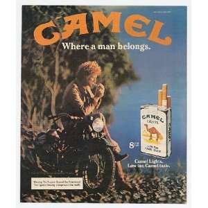   Camel Lights Cigarette Man Motorcycle Print Ad (11925): Home & Kitchen