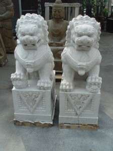 HAND CARVED GRANITE SITTING FOO DOGS 10 PICTURE 113  