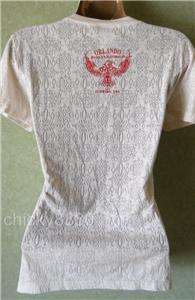 HARLEY DAVIDSON Ivory Lace Burnout T Shirt M GUC  