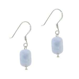   .925 Genuine Lace Agate Strone Nugget Bead Dangle Earrings Jewelry