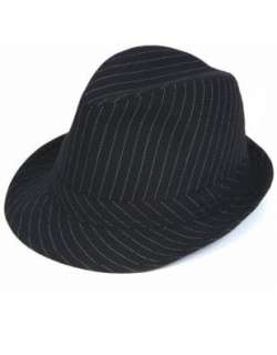  Pimp Gangsta Black Fedora with Pin Stripes Costume Hat Clothing