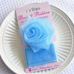  Clip On Rose Bow and Ribbon   Light Blue: Arts, Crafts 