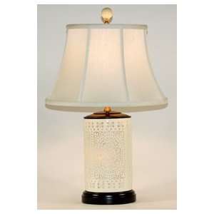  Cut White Porcelain Table Lamp with Night Light: Home 