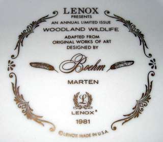   Woodland Wildlife MARTEN 1981 Plate Orig IN/OUTER Bxs+COA A BEAUTY