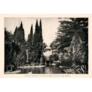   Yuccas Villa Tosca Palermo Stream Lake Pond   Original Halftone Print
