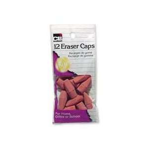  Eraser Pencil Caps, Rubber, 12/PK, Pink Qty:12: Office 