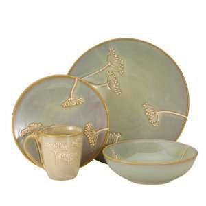   : Godinger Set of 16 Celadon Stoneware Dinnerware Set: Home & Kitchen