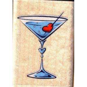  Wood Mounted Stamp MARTINI GLASS WITH HEART For Scrapbooking, Card 