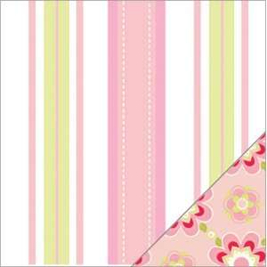  Sweet Double Sided Paper 12X12 Pink Dash Stripe/Pink Stencil Flower