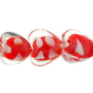  Red Heart Shape Lampwork Glass Beads   7 Strand   14x15mm 