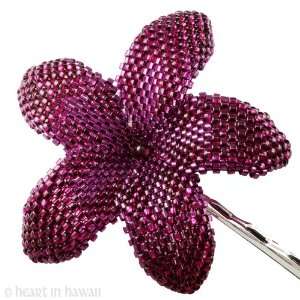   Plumeria Flower   Heart of the Night   beaded flower bobby pin: Beauty