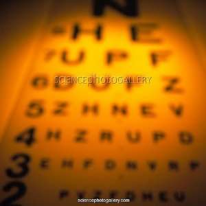  Blurred view of a Snellen eye test chart Photographic 