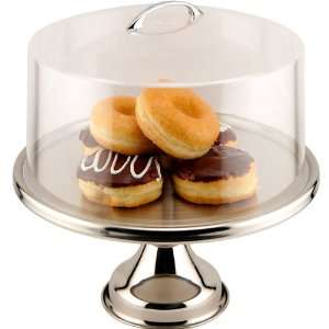 Stainless Steel Cake Stand with Plastic Cover  Kitchen 