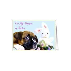  Happy Easter stepson boxer puppy and bunny Card Health 