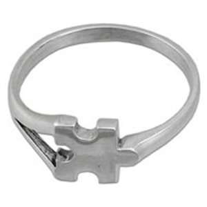   Silver Puzzle Piece Autism Awareness Ring Size 5: Office Products