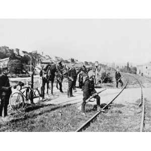 French Cavalry at a Railway Crossing During World War I Photographic 