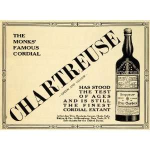   Carthusian Monk Liqueur Bottle   Original Print Ad