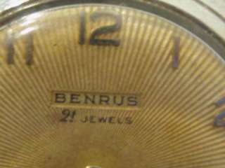 vtg Benrus 3 Star 21 Jewel Shock Absorber Mens Watch  