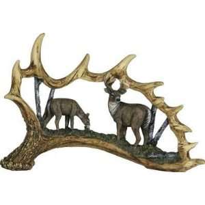 Rivers Edge Moose Antler Carving of a Whitetail Deer Scene 11  
