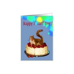   ,7th, Strawberry Topped Cake With Startled Squirrel on Top Card