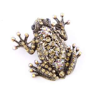  Gorgeous Topaz Crystal Frog Lovers Brooch/pin Jewelry