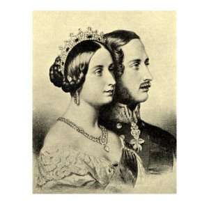 Queen Victoria and Prince Albert, Portraits in Profile Stretched 