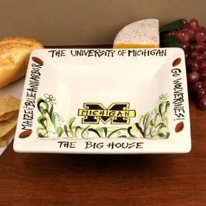   Michigan Wolverines White Ceramic Small Square Bowl: Sports & Outdoors