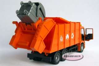 New 132 Man Garbage Truck Alloy Diecast Model Car With Box Orange 