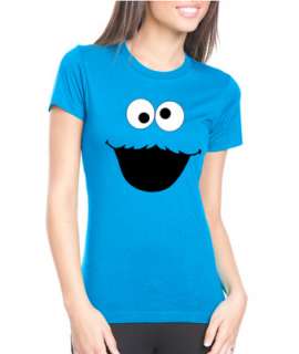 Cookie Monster Face Cartoon Next Level Ladies Tee Shirt  