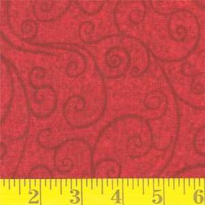  45 Wide Sponged Scroll China Red Fabric By The Yard 