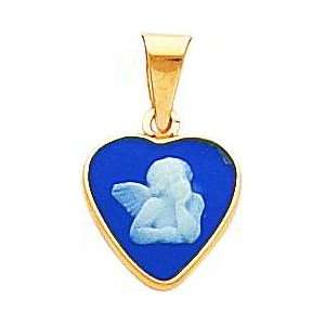    14K Gold Porcelain Cameo Heart Pendant Jewelry New Jewelry