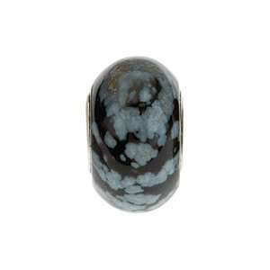   Sterling Silver Flake Obsidian Natural Stone Bead Kera Beads Jewelry