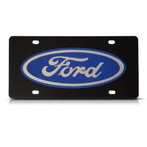 Ford Black Metal Mirror Finish Stainless Steel License 