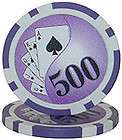 100   Royal Flush Poker Chip $500   11.5g (Purple)