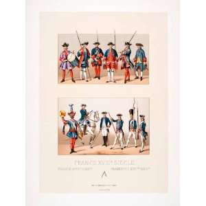  1888 Chromolithograph France 18th Century Military Uniform Army 